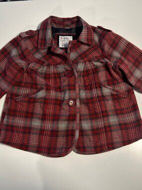 Streetwear Society Red Plaid Short Peplum Blazer Jacket